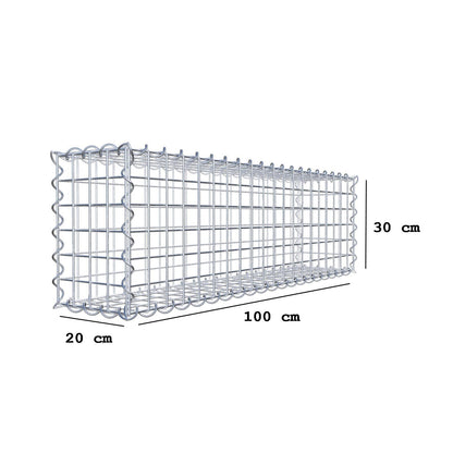 Gabbione 100 cm x 30 cm x 20 cm (L x H x P), maglia 5 cm x 5 cm, spirale