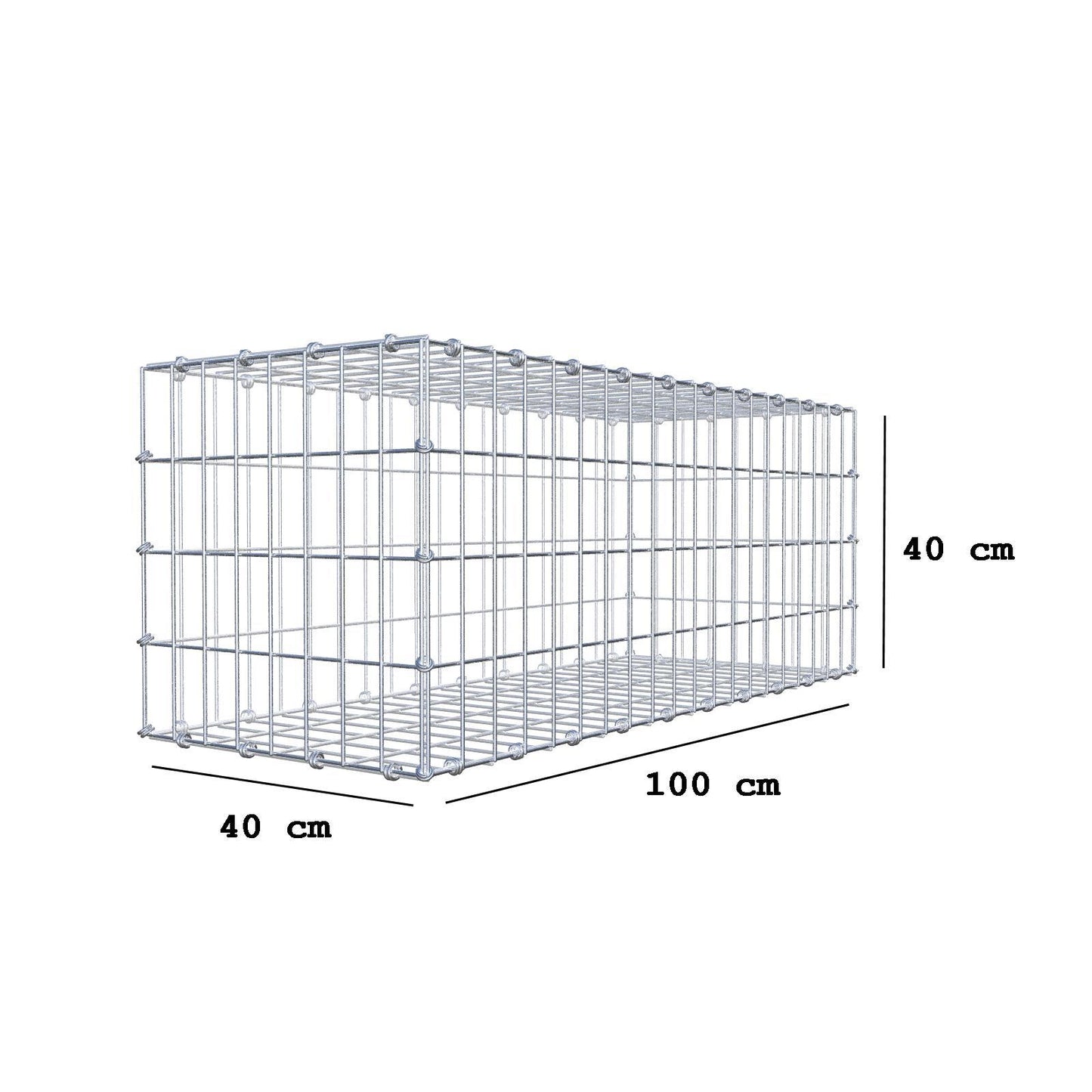 Gabione 100 cm x 40 cm x 40 cm (L x H x T), Maschenweite 5 x 10 cm, Spiralring
