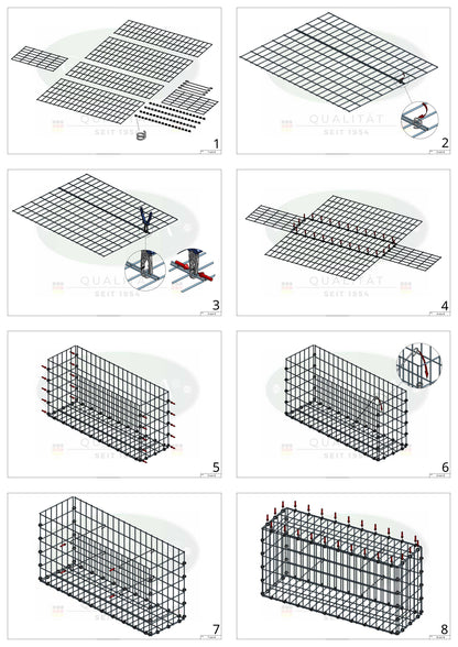 Gabion 50 cm x 50 cm x 20 cm (L x H x D), maskstorlek 5 x 10 cm, spiralring