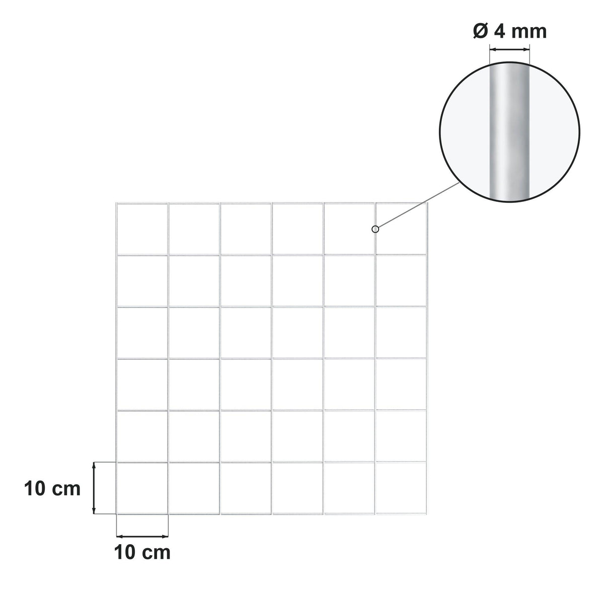 Schanskorf 80 cm x 40 cm x 20 cm (L x H x D), maaswijdte 10 cm x 10 cm, spiraalvormig