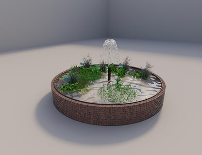 Tanque elevado de gabiões, redondo, diâmetro exterior 352 cm, altura 50 cm, dimensão da malha 5 x 5 cm, espessura da parede 15 cm