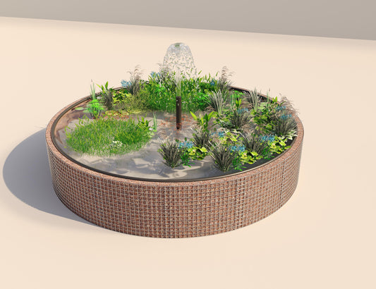 Gabionupphöjd damm rund, ytterdiameter 412 cm, höjd 80 cm, maskstorlek 5 x 5 cm, väggtjocklek 15 cm