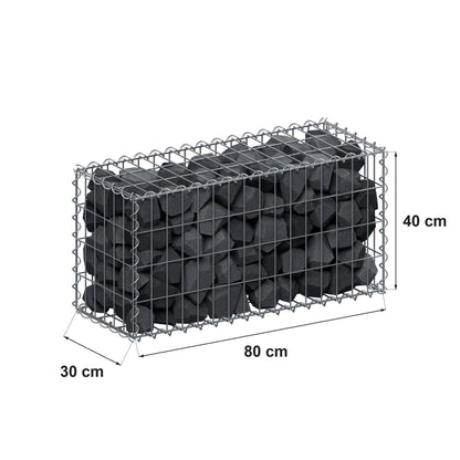 Gabione 80 cm x 40 cm x 30 cm (L x H x T), Maschenweite 5 cm x 10 cm, Spirale