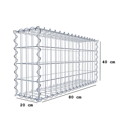Gabion 80 cm x 40 cm x 20 cm (L x H x D), maskstorlek 5 cm x 10 cm, spiral