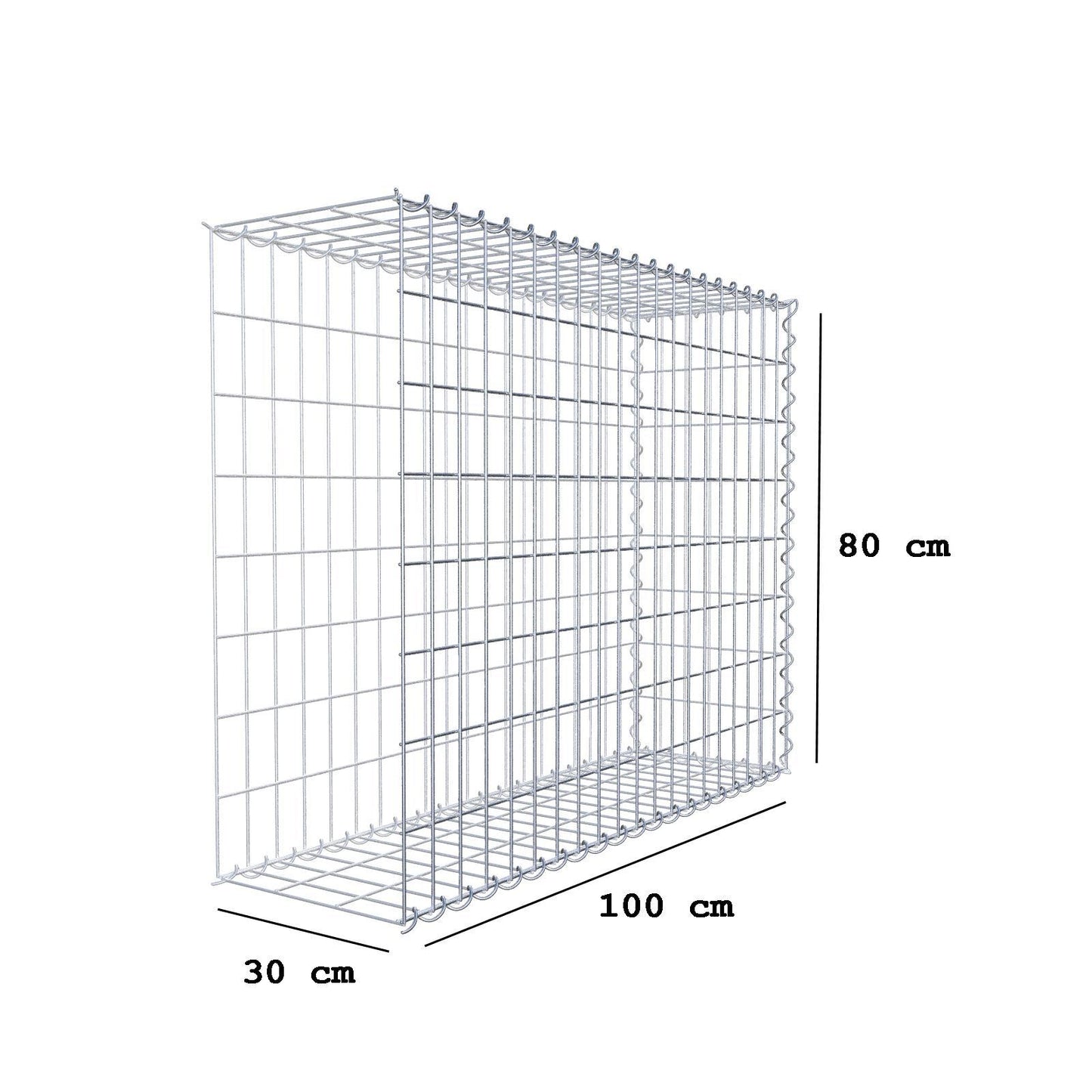 Påväxt gabion typ 2 100 cm x 80 cm x 30 cm (L x H x D), maskstorlek 5 cm x 10 cm, spiral