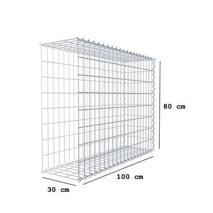 Påväxt gabion typ 2 100 cm x 80 cm x 30 cm (L x H x D), maskstorlek 5 cm x 10 cm, spiral