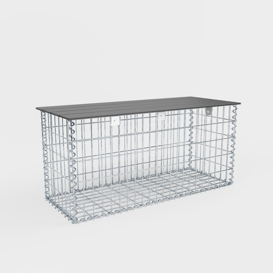 Banco de jardín de gaviones en espiral 105 x 50 x 50 cm - MW 5 x 10 cm, con encimera reciclada en antracita