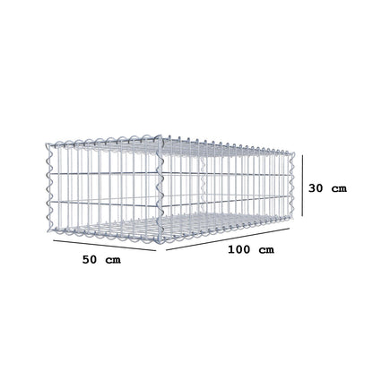Gabion 100 cm x 30 cm x 50 cm (L x H x D), maskstorlek 5 cm x 10 cm, spiral