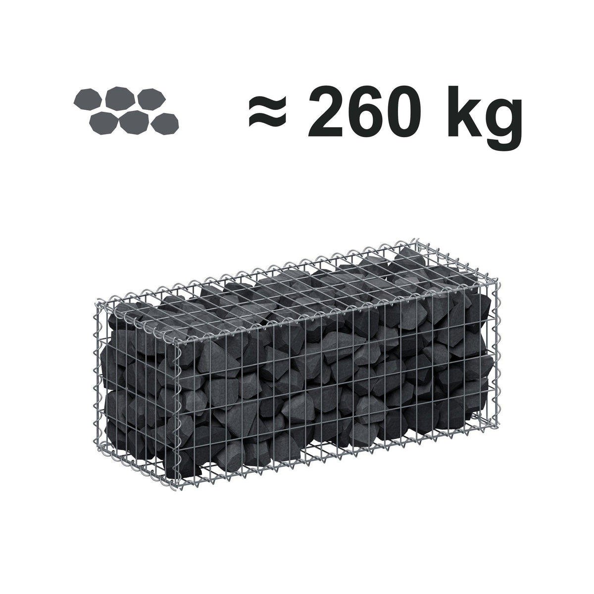 Schanskorf 100 cm x 40 cm x 40 cm (L x H x D), maaswijdte 5 cm x 10 cm, spiraalvormig