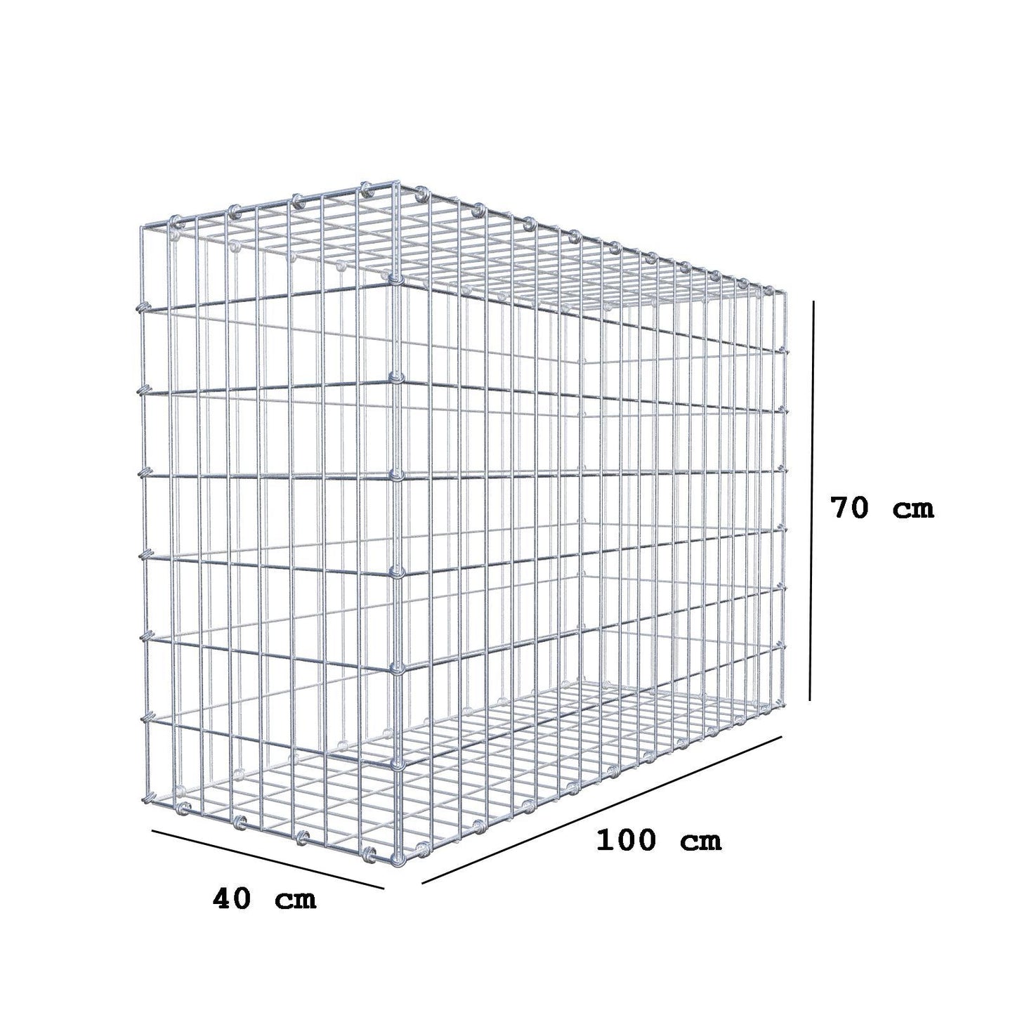 Gabion 100 cm x 70 cm x 40 cm (L x H x D), maskstorlek 5 x 10 cm, spiralring