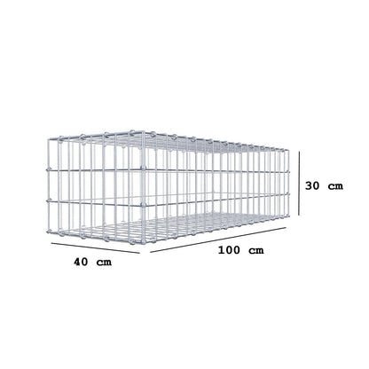 Gabion 100 cm x 30 cm x 40 cm (L x H x D), maskestørrelse 5 x 10 cm, spiralring
