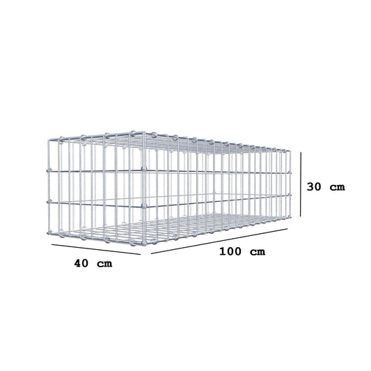 Gabione 100 cm x 30 cm x 40 cm (L x H x T), Maschenweite 5 x 10 cm, Spiralring