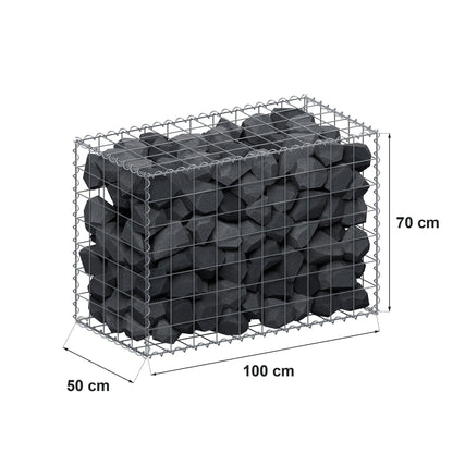 Gabione 100 cm x 70 cm x 50 cm (L x H x T), Maschenweite 10 cm x 10 cm, Spirale