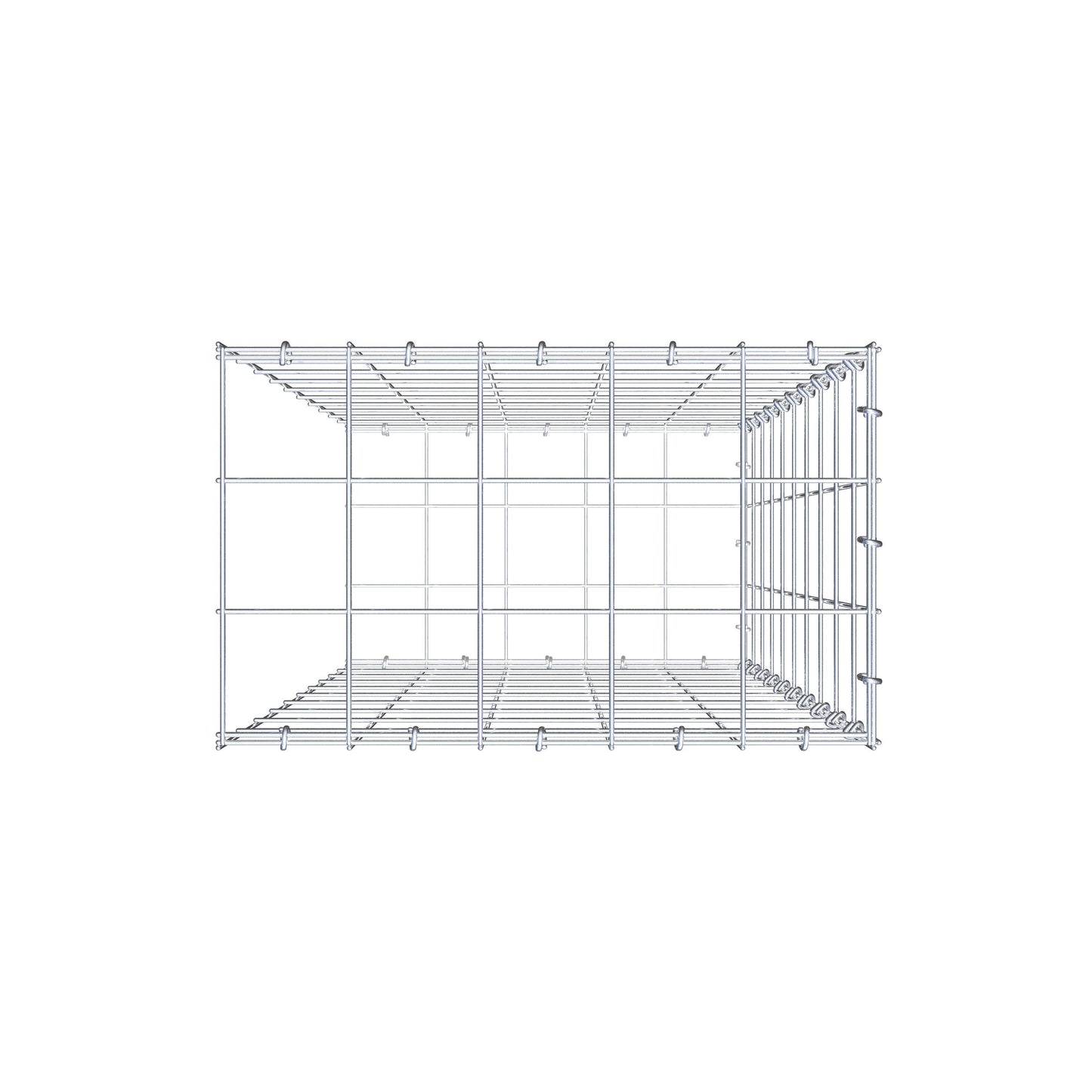 Type 2 oplegkorf 100 cm x 50 cm x 30 cm (L x H x D), maaswijdte 10 cm x 10 cm, C-ring