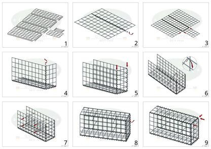 Gavión complementario tipo 2 100 cm x 20 cm x 30 cm (L x A x P), malla 10 cm x 10 cm, espiral