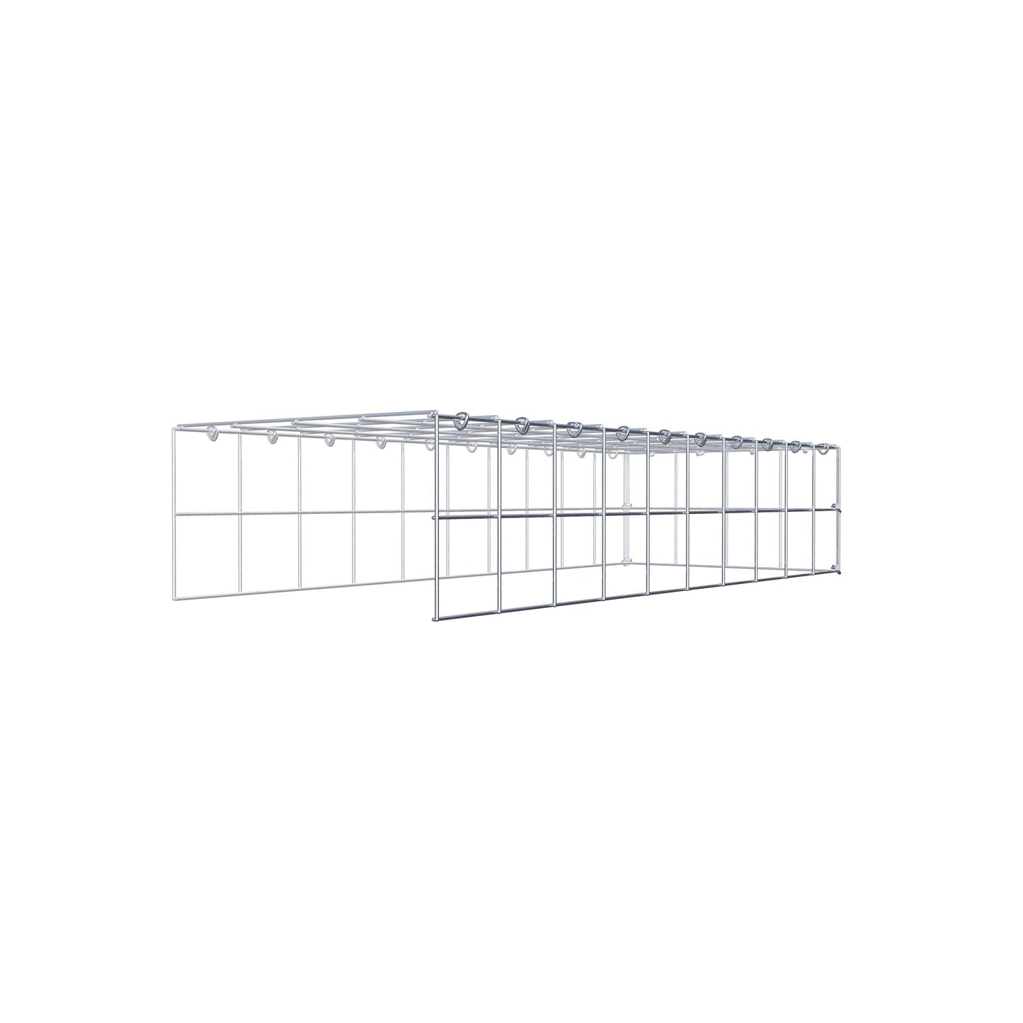 Typ 4 påbyggnadsgabion 100 cm x 20 cm x 40 cm (L x H x D), maskstorlek 10 cm x 10 cm, C-ring