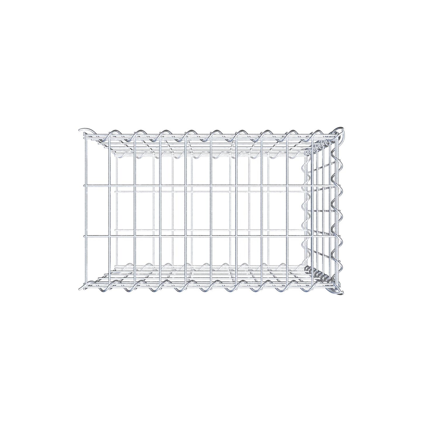 Gabião tipo 2 50 cm x 50 cm x 30 cm (C x A x P), malhagem 5 cm x 10 cm, espiral