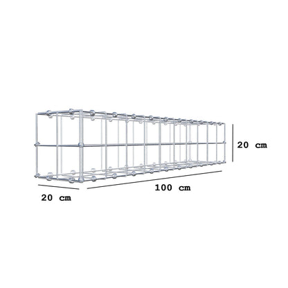 Gabion 100 cm x 20 cm x 20 cm (L x H x P), mailles 10 x 10 cm, anneau en spirale