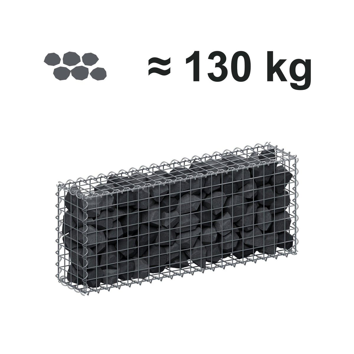 Gabion 100 cm x 40 cm x 20 cm (L x H x D), mesh size 5 cm x 5 cm, spiral