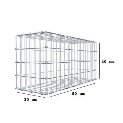 Gabione 80 cm x 40 cm x 30 cm (L x H x T), Maschenweite 5 x 10 cm, Spiralring