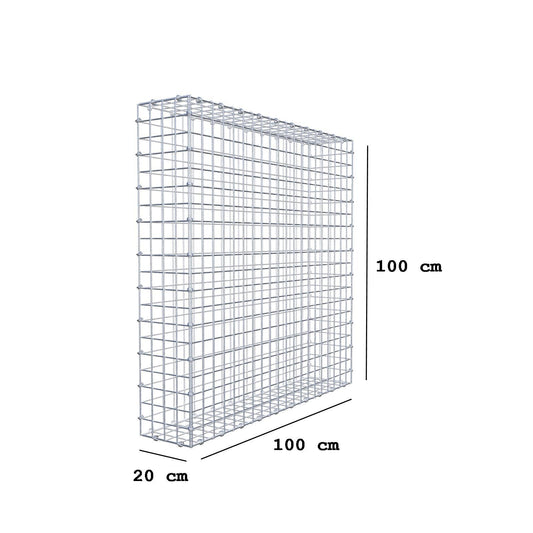 Gabion 100 cm x 100 cm x 20 cm (L x H x D), maskstorlek 5 x 5 cm, spiralring
