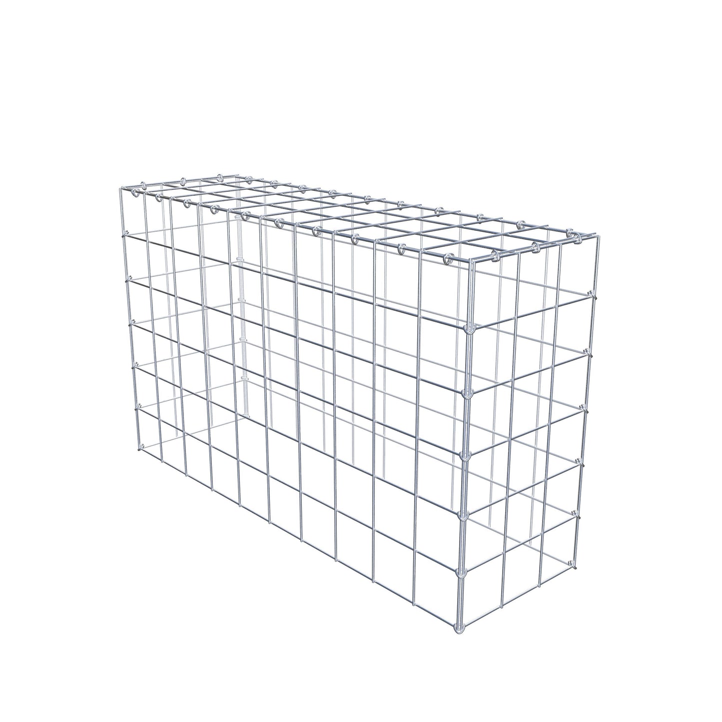 Typ 3 påbyggnadsgabion 100 cm x 60 cm x 30 cm (L x H x D), maskstorlek 10 cm x 10 cm, C-ring