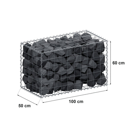 Gabião 100 cm x 60 cm x 50 cm (C x A x P), malhagem 10 cm x 10 cm, espiral