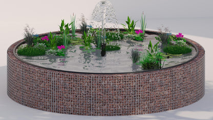 Tanque elevado de gabiões, redondo, diâmetro exterior 202 cm, altura 80 cm, dimensão da malha 5 x 5 cm, espessura da parede 15 cm