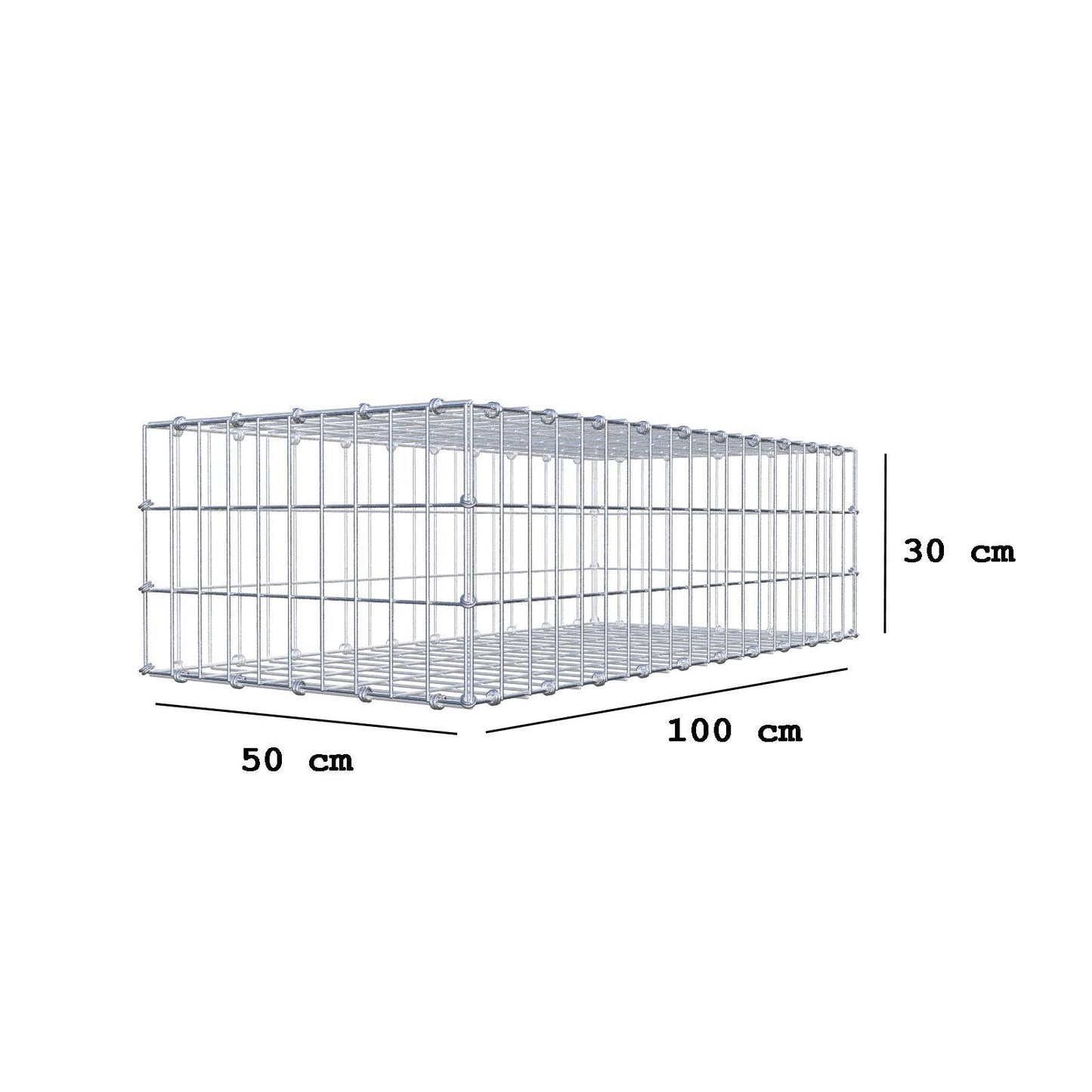 Gabbione 100 cm x 30 cm x 50 cm (L x H x P), maglia 5 x 10 cm, anello a spirale