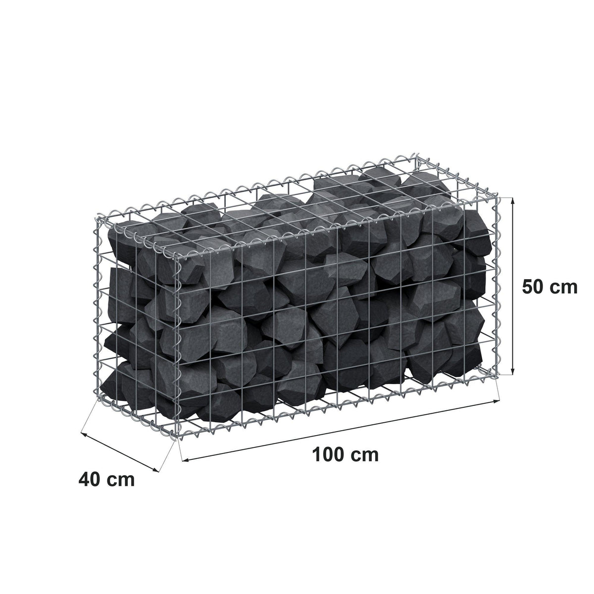 Gabion 100 cm x 50 cm x 40 cm (L x H x D), maskstorlek 10 cm x 10 cm, spiral
