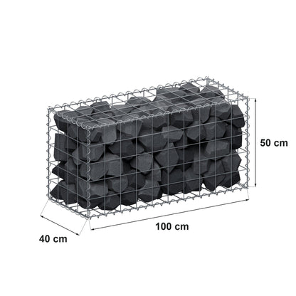 Gabion 100 cm x 50 cm x 40 cm (L x H x D), maskstorlek 10 cm x 10 cm, spiral