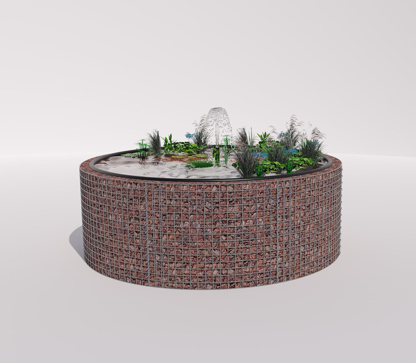 Tanque elevado de gabiões, redondo, diâmetro exterior 232 cm, altura 80 cm, dimensão da malha 5 x 5 cm, espessura da parede 15 cm