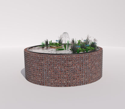 Tanque elevado de gabiões, redondo, diâmetro exterior 232 cm, altura 80 cm, dimensão da malha 5 x 5 cm, espessura da parede 15 cm