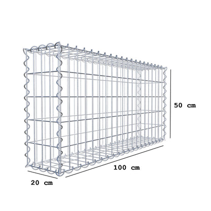 Schanskorf 100 cm x 50 cm x 20 cm (L x H x D), maaswijdte 5 cm x 10 cm, spiraalvormig