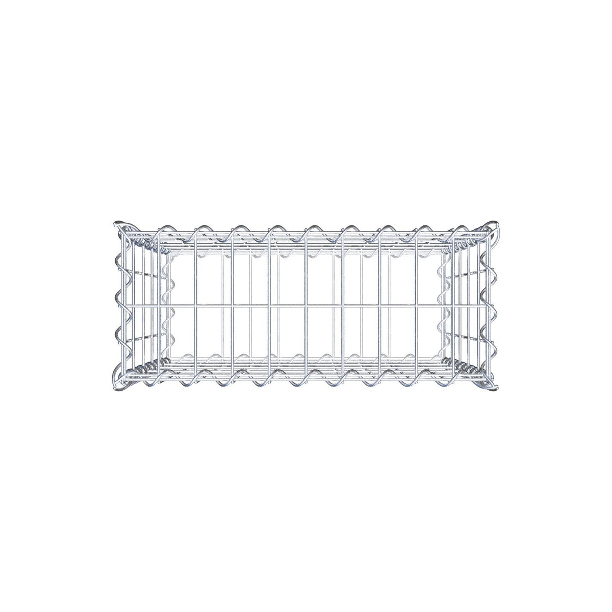 Gabião 50 cm x 50 cm x 20 cm (C x A x P), malhagem 5 cm x 10 cm, espiral