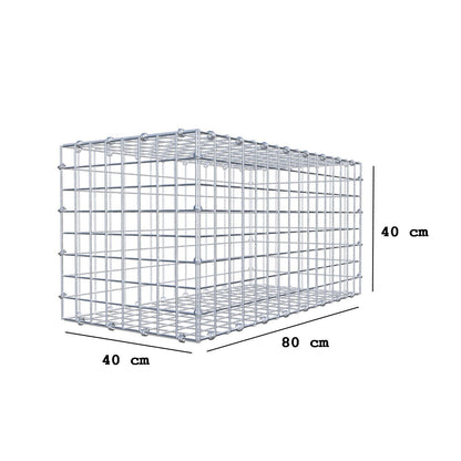 Gabion 80 cm x 40 cm x 40 cm (L x H x D), maskestørrelse 5 x 5 cm, spiralring