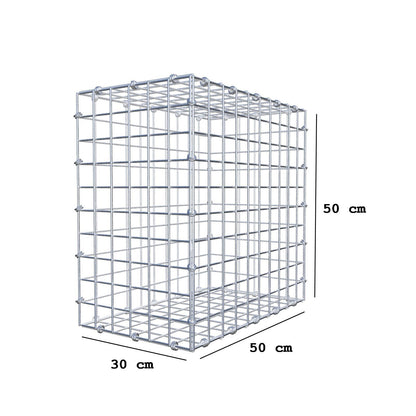 Gabion 50 cm x 50 cm x 30 cm (L x H x D), maskstorlek 5 x 5 cm, spiralring