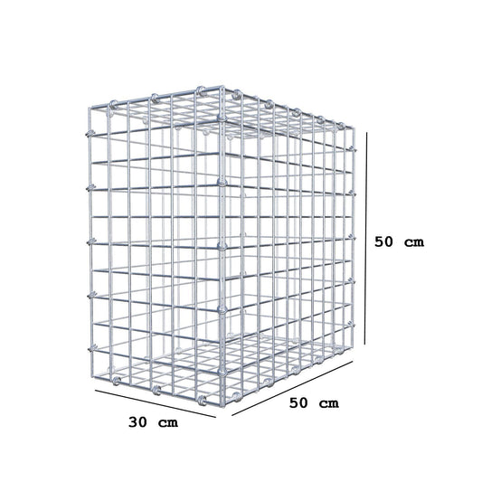Gabion 50 cm x 50 cm x 30 cm (L x H x D), maskstorlek 5 x 5 cm, spiralring