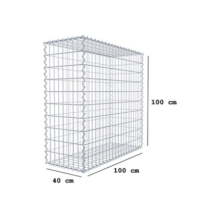 Gabião 100 cm x 100 cm x 40 cm (C x A x P), malhagem 5 cm x 10 cm, espiral