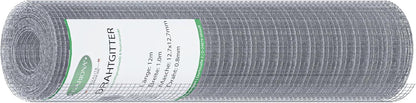 Rouleau de fil métallique 12 m x 1 m x 0,8 mm, mailles 12,7 x 12,7 mm