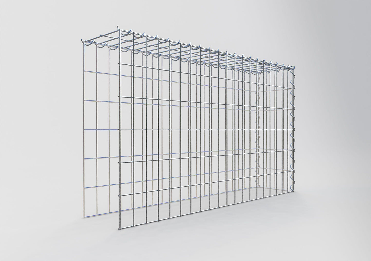 Gavión adulto tipo 4 100 cm x 60 cm x 20 cm (largo x alto x profundidad), tamaño de malla 5 cm x 10 cm, espiral