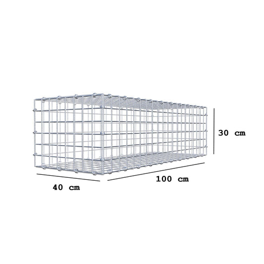 Gabion 100 cm x 30 cm x 40 cm (L x H x D), mesh size 5 x 5 cm, spiral ring