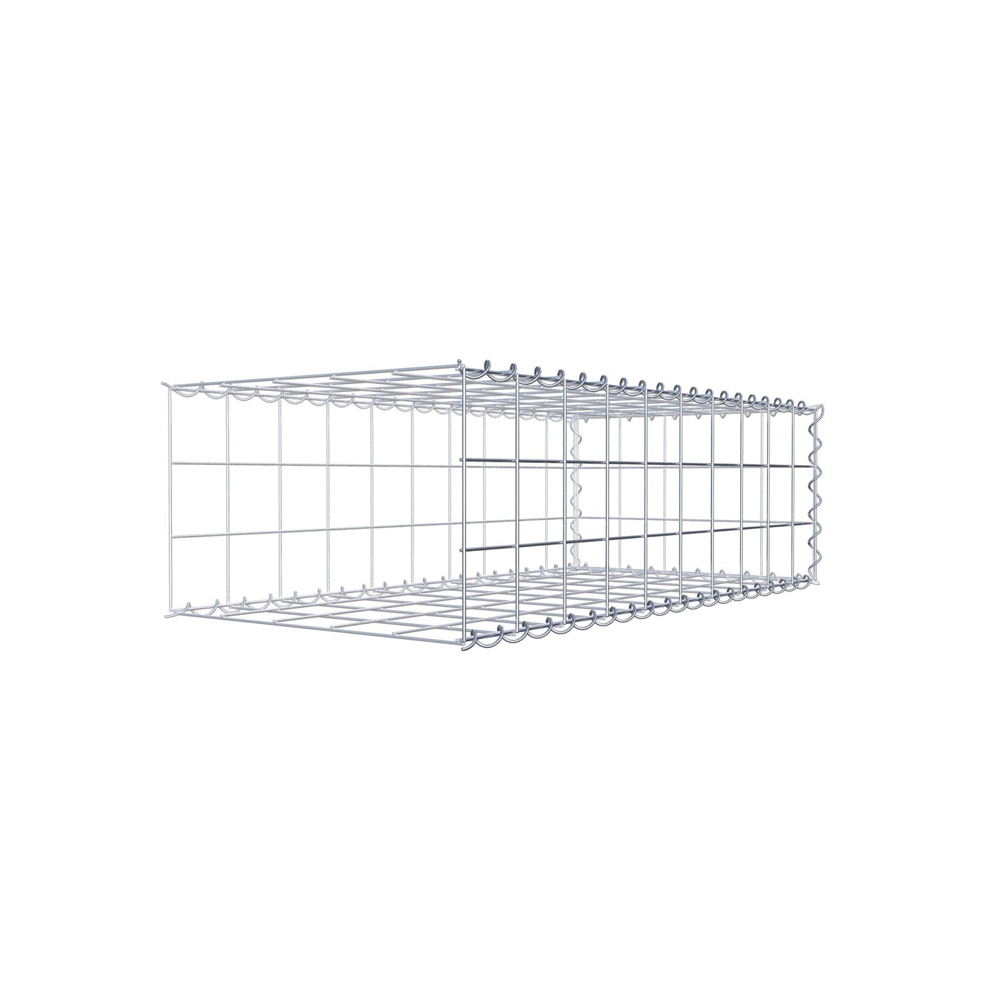 Opbouw schanskorf type 2 100 cm x 30 cm x 50 cm (L x H x D), maaswijdte 10 cm x 10 cm, spiraal