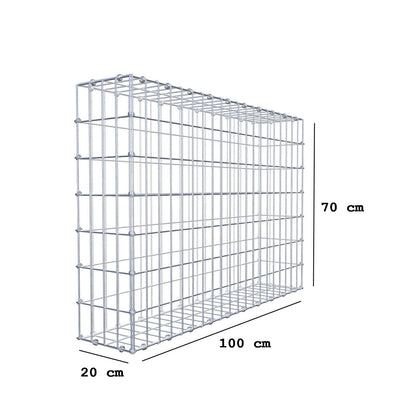 Gabion 100 cm x 70 cm x 20 cm (L x H x D), maskstorlek 5 x 10 cm, spiralring