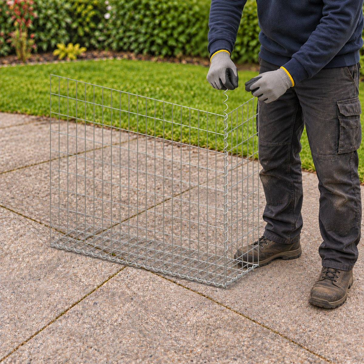 Gabion 100 cm x 90 cm x 30 cm (L x H x D), mesh size 5 cm x 10 cm, spiral