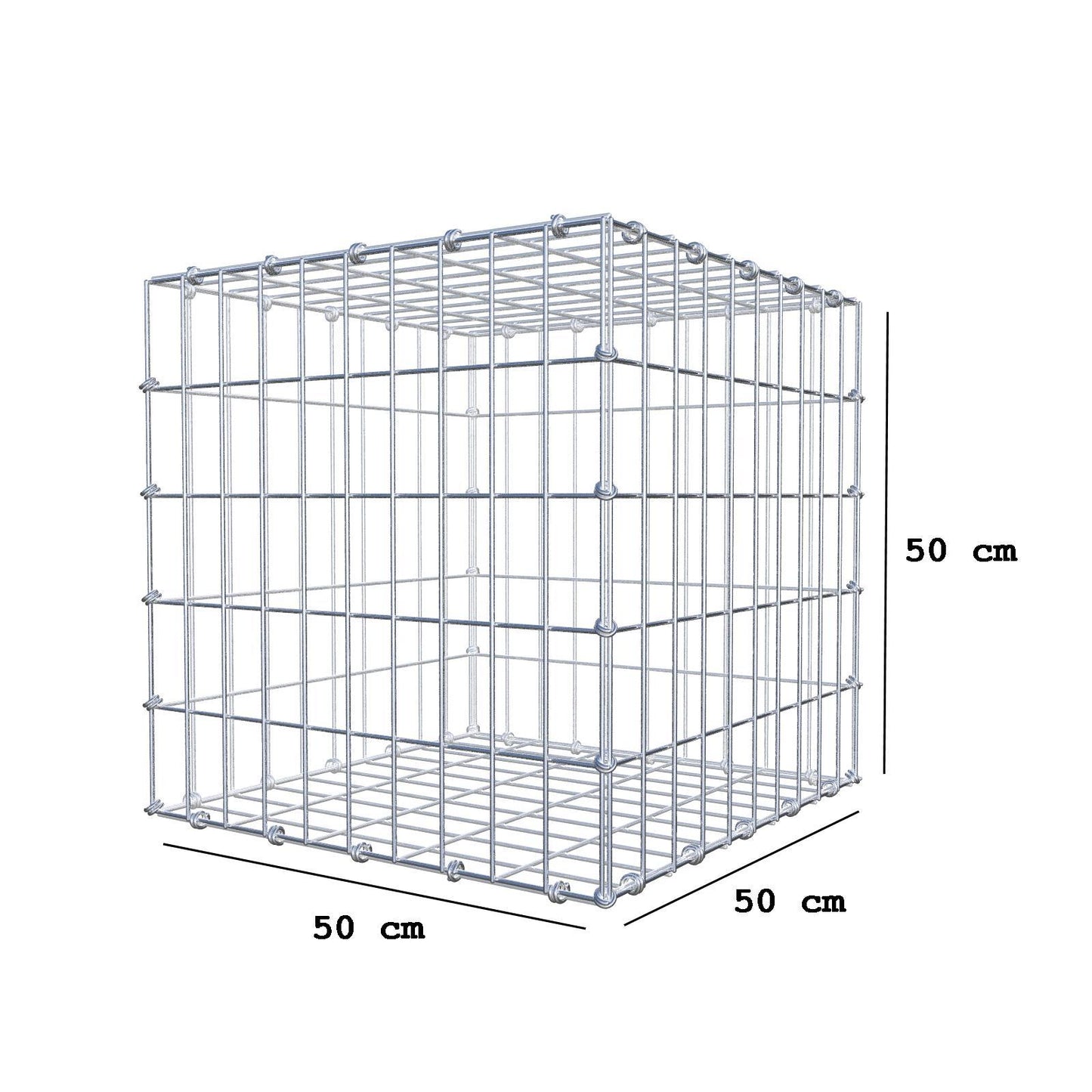 Gabbione 50 cm x 50 cm x 50 cm (L x H x P), maglia 5 x 10 cm, anello a spirale