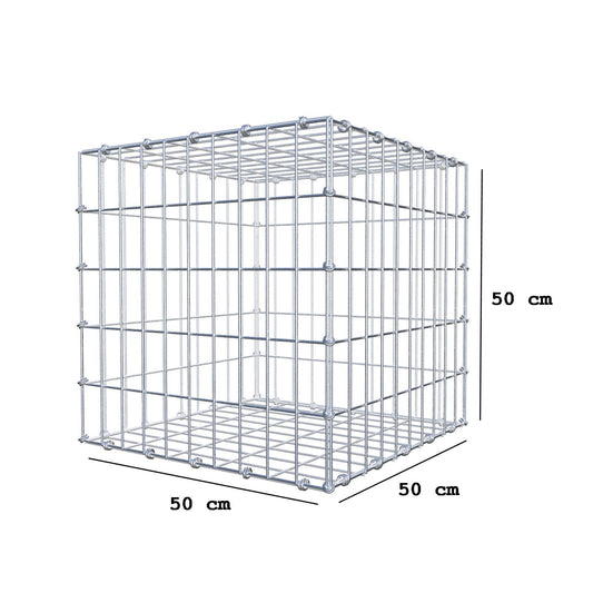 Gabione 50 cm x 50 cm x 50 cm (L x H x T), Maschenweite 5 x 10 cm, Spiralring