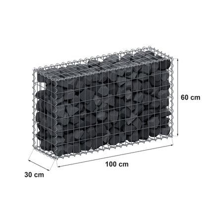 Gabbione 100 cm x 60 cm x 30 cm (L x H x P), maglia 5 cm x 10 cm, spirale