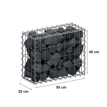 Gabion 50 cm x 40 cm x 20 cm (L x H x D), maskstorlek 5 cm x 10 cm, spiral