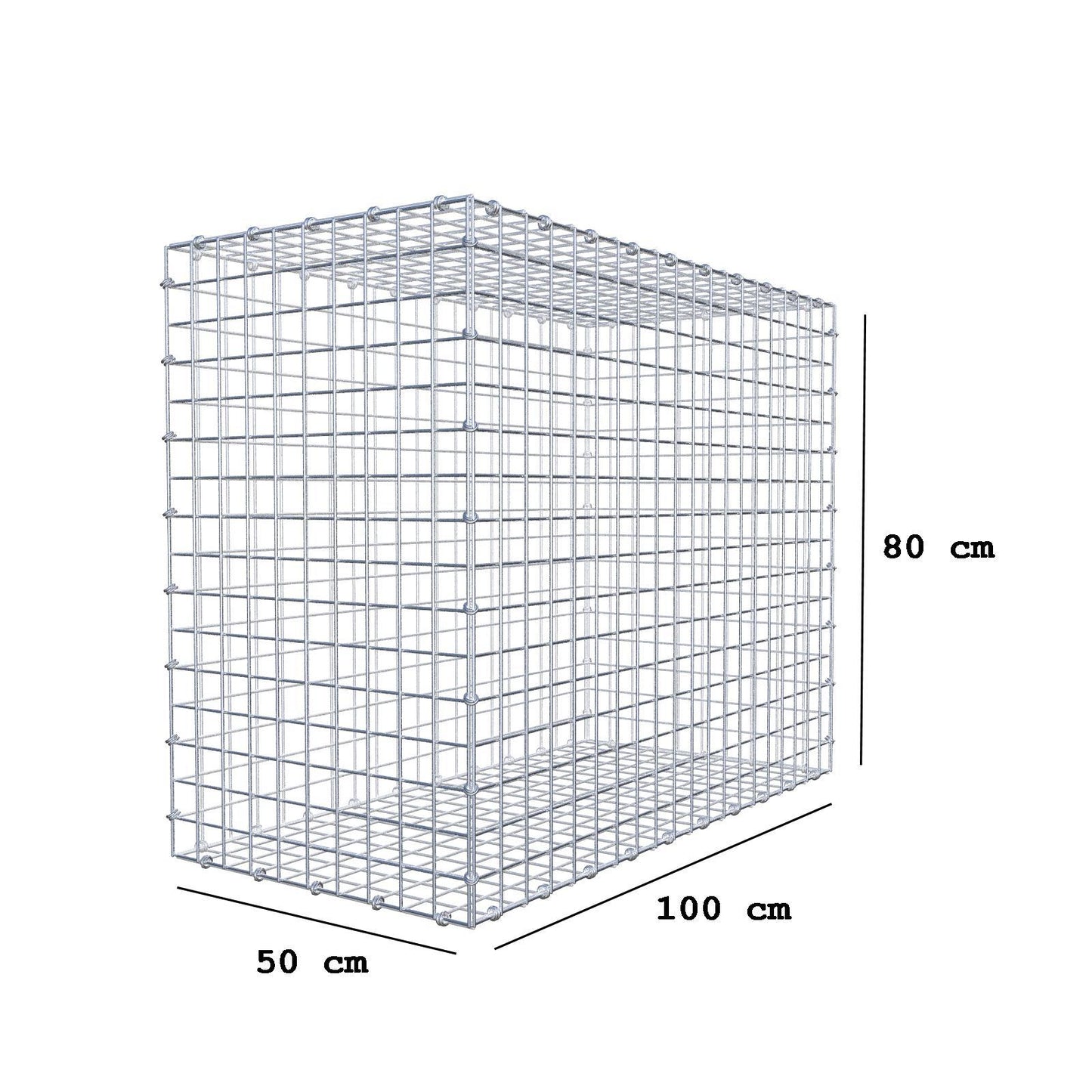 Gabion 100 cm x 80 cm x 50 cm (L x H x D), mesh size 5 x 5 cm, spiral ring